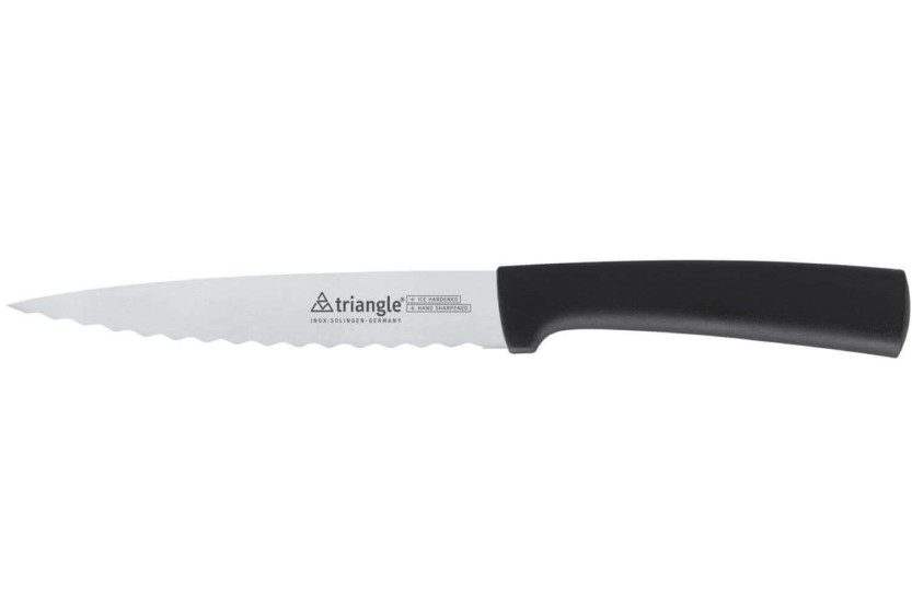 Triangle-kniv med bølget blad i rustfrit stål, 16 cm