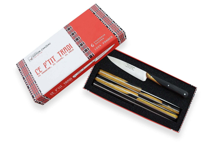 Spickmessern 6 Officemesser Le p'tit tradi Goyon-Chazeau 10cm Grenadill-Griff