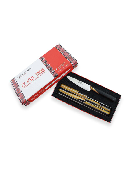 Boxed set 6 Le p'tit tradi Goyon-Chazeau paring knives 10cm grenadilla handle