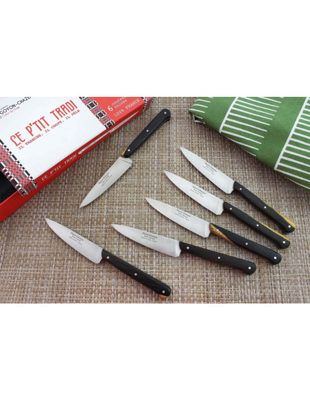 Boxed set 6 Le p'tit tradi Goyon-Chazeau schilmesjes 10cm grenadilla handvat