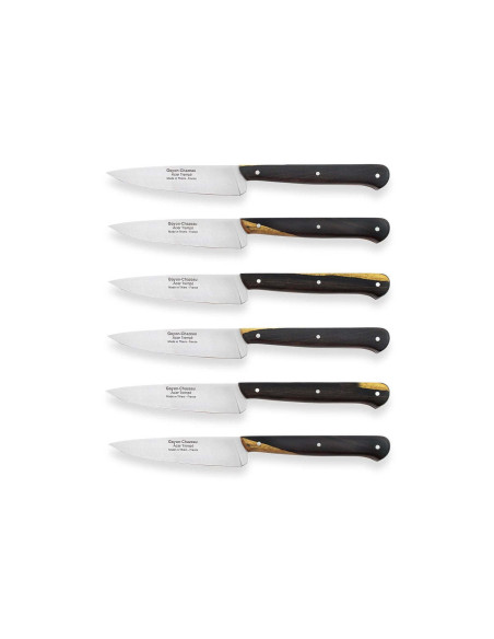 Conjunto de 6 Facas de aparar Le p'tit tradi Goyon-Chazeau com cabo de granadilha de 10 cm