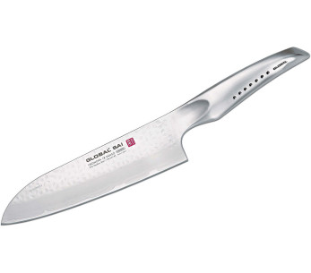 Global Sai 03 Cuchillo santoku japonésCuchillo santoku 19cm hoja martillada 2