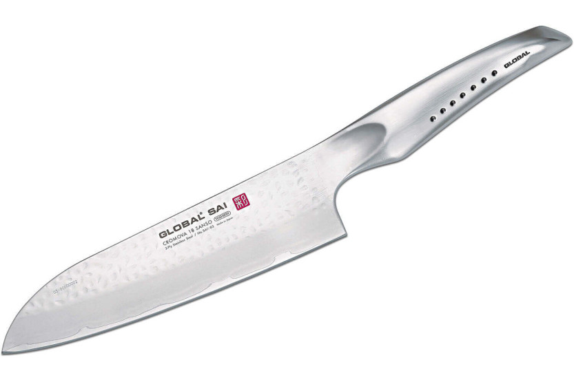 Japanisches santokumesser Global Sai 03 gehämmerte Klinge 19cm