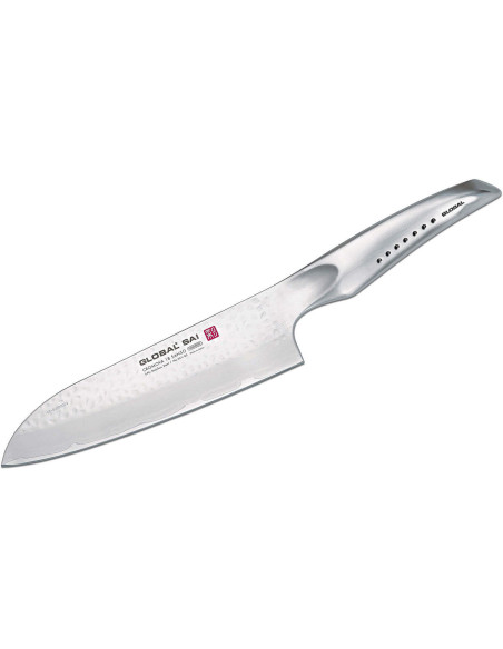 Japanisches santokumesser Global Sai 03 gehämmerte Klinge 19cm