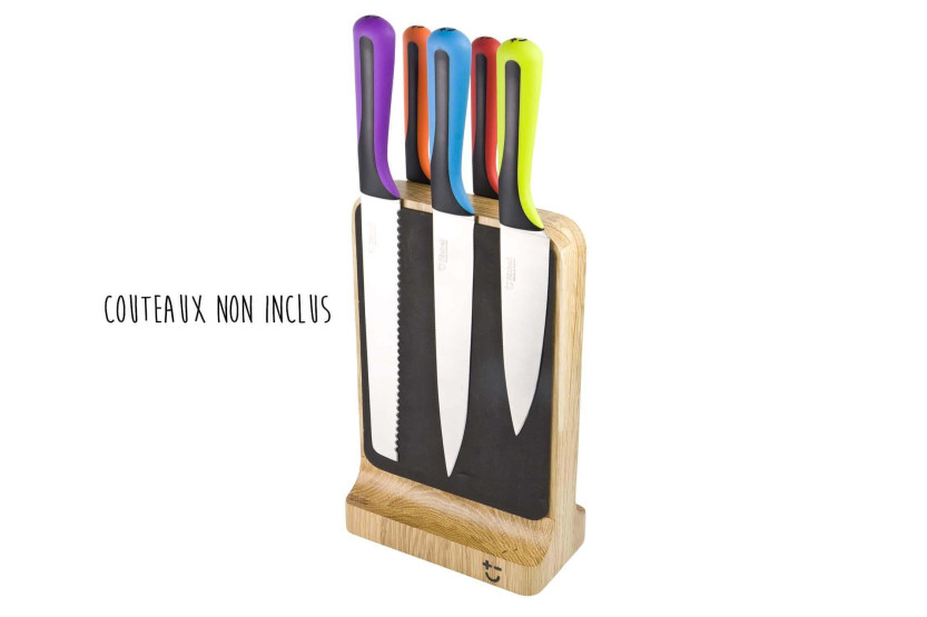 Bisbell 5-knife magnetic block in solid soft-touch oak