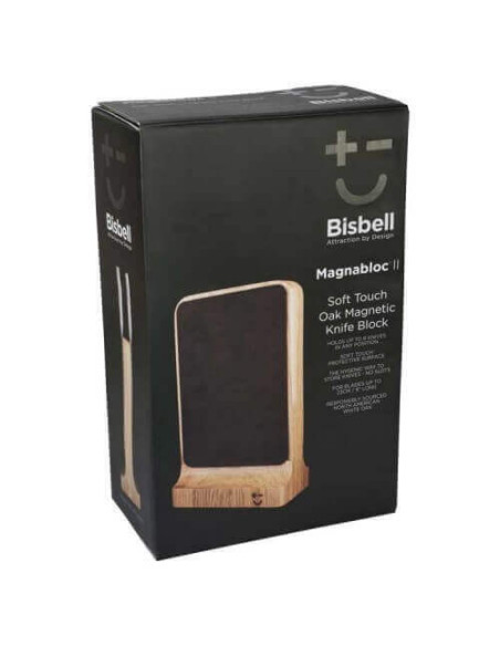 Bisbell 5-knife magnetic block in solid soft-touch oak