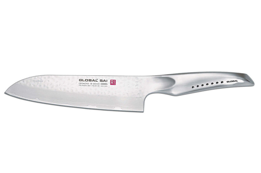 Faca japonesa faca santoku Global Sai 03faca santoku lâmina martelada de 19 cm