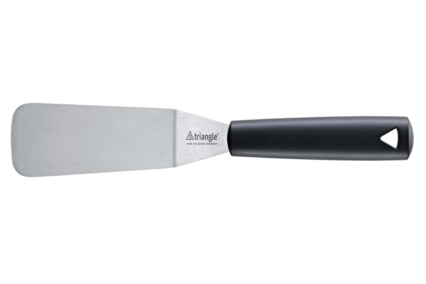 Professionele spatel Driehoek flexibel roestvrij staal uitlopend gebogen 12cm