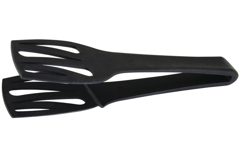 Leveät mustat polyamidiset tarjoilupihdit 28cm