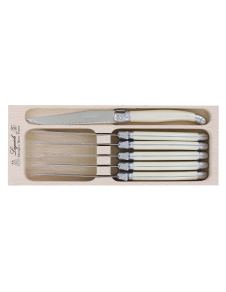 Set van 6 Laguiole messen met microvertanding van André Verdier