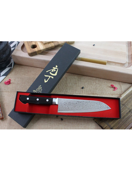 Tsunehisa VG10 Damaskus 45-lags 16,5 cm japansk santoku-kniv