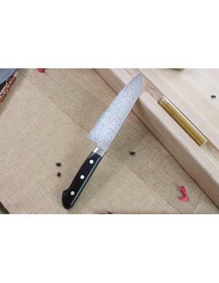 Japanisches santokumesser Tsunehisa VG10 Damascus 45 Schichten 16.5cm