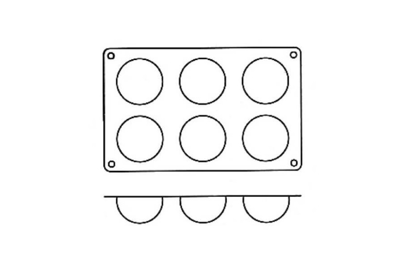 Silisium Flex profesjonell form 300x175mm 6 halvkuler 6cm