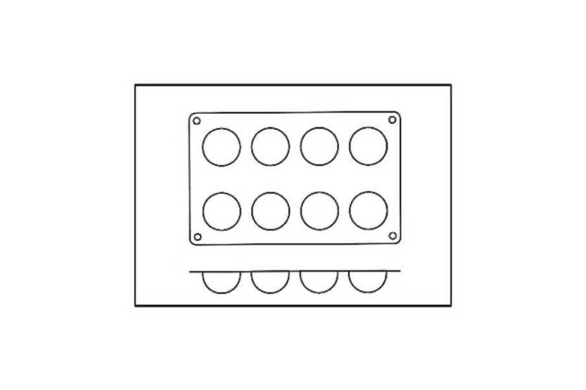 Silicona Flex molde profesional 300x175mm 8 medias esferas 5cm