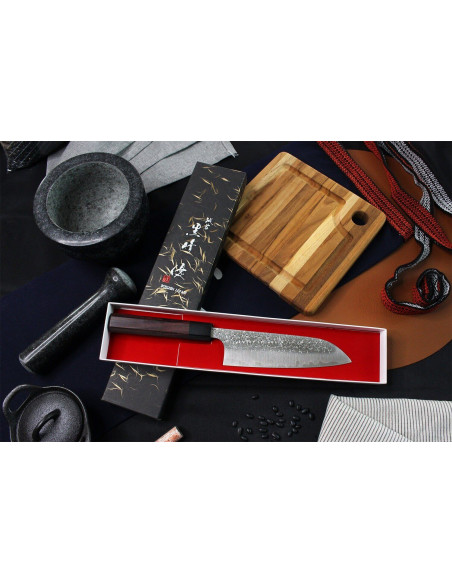 Yu Kurosaki Shizuku 16,5 cm faca santoku japonesa martelada à mão em aço SG2