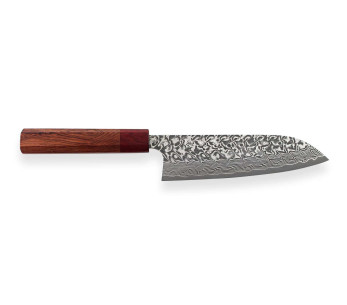 coltello santoku giapponese fatto a mano Yoshimi Kato 16,5 cm SG2 Damasco