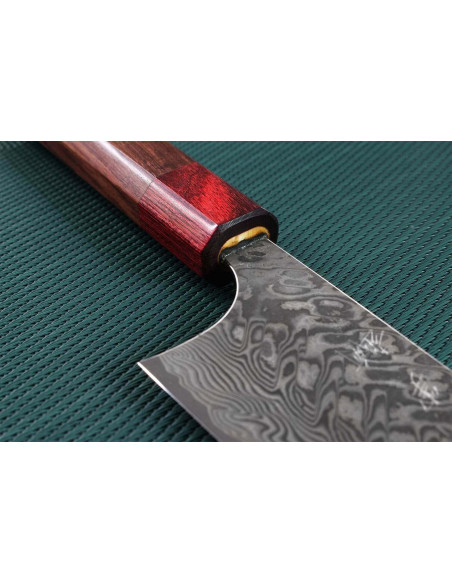 Cuchillo santoku japonés Yoshimi Kato 16.5cm SG2 Damasco hecho a mano