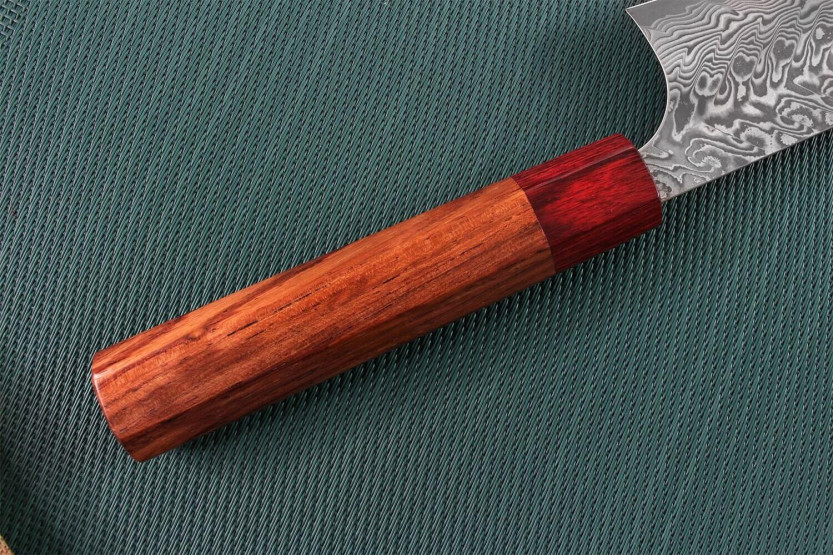 Cuchillo santoku japonés Yoshimi Kato 16.5cm SG2 Damasco hecho a mano