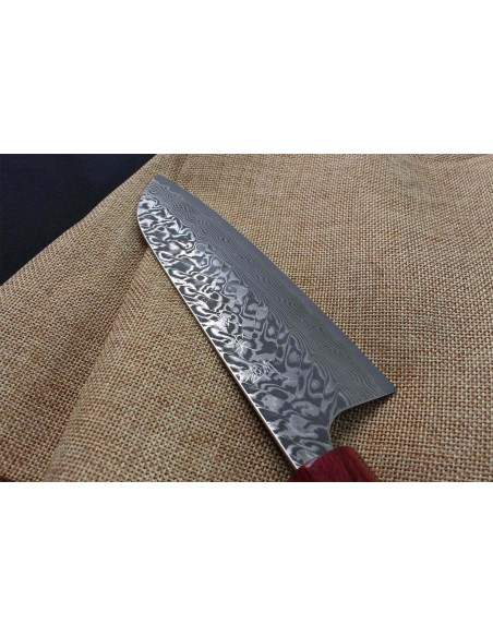 Yoshimi Kato 16,5 cm SG2 Damaskus håndlavet japansk santoku-kniv