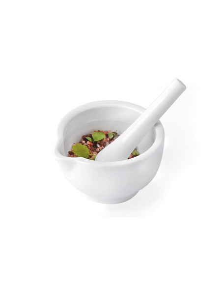 Gefu Macino morter + støter i hvitt porselen