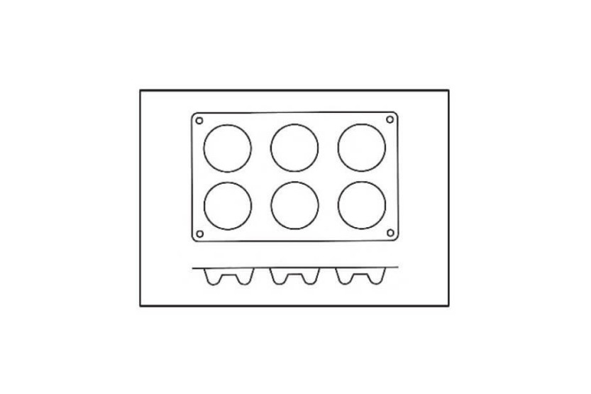 Silicon mold Flex professional Silicon mold 300x175mm 6 savarins 7.2cm