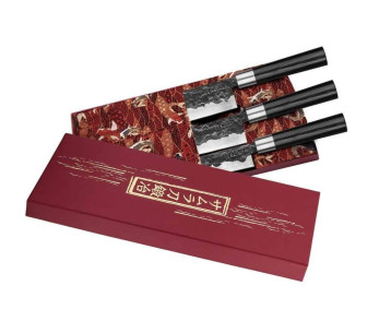 Samura Blacksmith 3 vasaroidun veitsen sarja: yleismittainen + santoku + nakiri 2