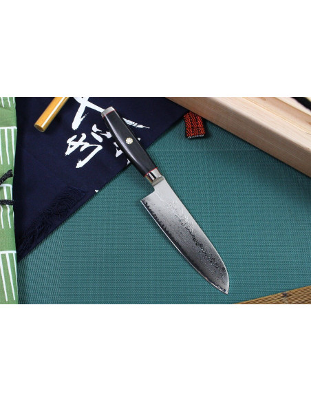 faca santoku japonesa faca santoku Yaxell SuperGou Ypsilon 16,5cm Damascus 193 camadas