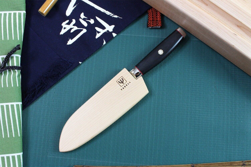 faca santoku japonesa faca santoku Yaxell SuperGou Ypsilon 16,5cm Damascus 193 camadas