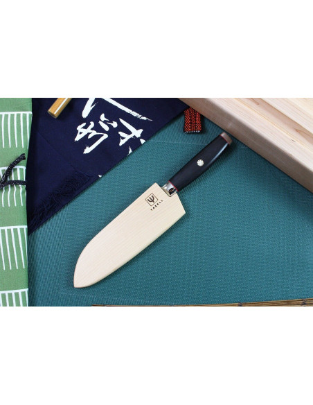 faca santoku japonesa faca santoku Yaxell SuperGou Ypsilon 16,5cm Damascus 193 camadas