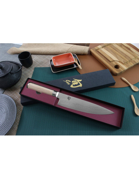 Kai Shun Classic Damasco blanco 33 capas 20cm Cuchillo de cocinero japonés