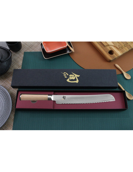 Japanisches Brotmesser Kai Shun Classic White Damast 33 Schichten 23cm