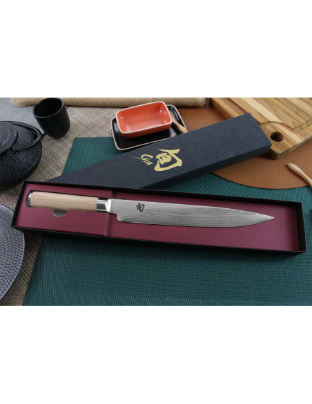 Kai Shun Classic Hvid damask japansk pålægskniv 33 lag 23 cm