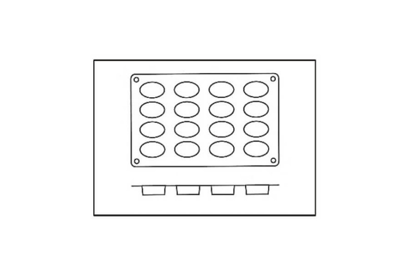 Stampo professionale in silicone Silicon Flex 300x175mm 16 petits fours ovali
