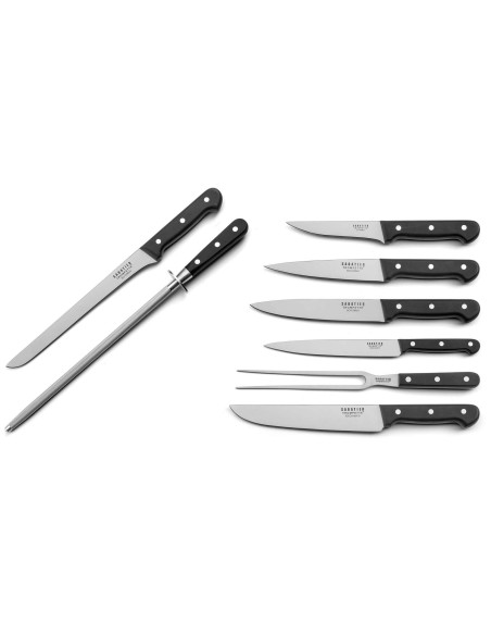Extra-flat case with 8 Sabatier Trompette Universal knives and accessories