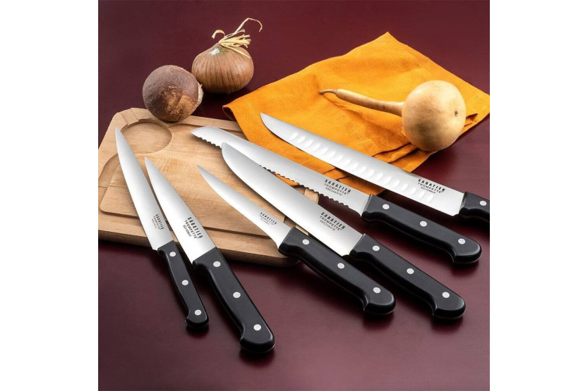 Extra-flat case 5 Sabatier Trompette Universal butcher knives