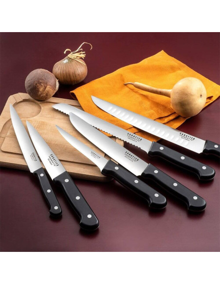 Ekstra flatt etui 5 Sabatier Trompette Universal slakterkniver