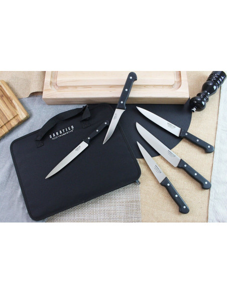Ekstra flatt etui 5 Sabatier Trompette Universal slakterkniver