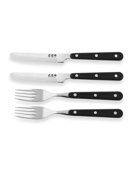 Conjunto de mesa Wusaki 2 facas para bifes de ponta redonda + 2 garfos