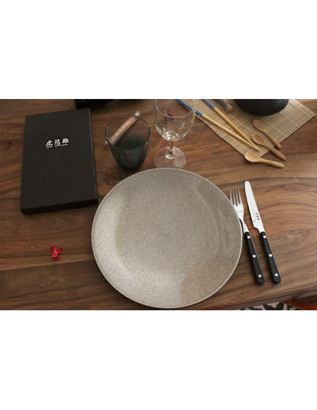 Conjunto de mesa Wusaki 2 facas para bifes de ponta redonda + 2 garfos