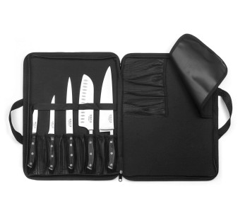 Mala extra-plana com 5 facas de cozinha Sabatier Trompette Vulcano