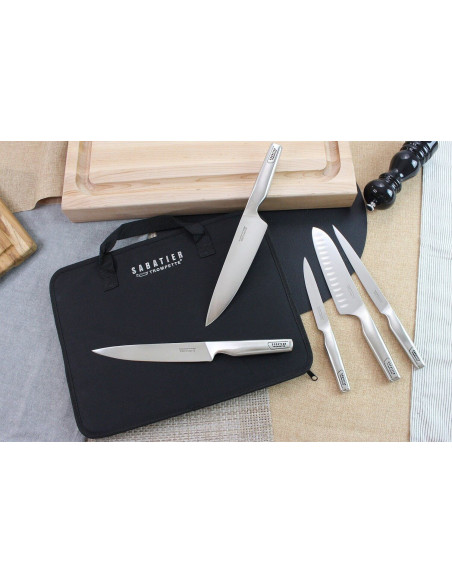 Mala extra-plana 5 facas de cozinha Sabatier Trompette Asean , todas em aço inoxidável