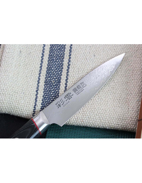 Kanetsugu Saiun 9cm damascus 65 layers japanese paring knife