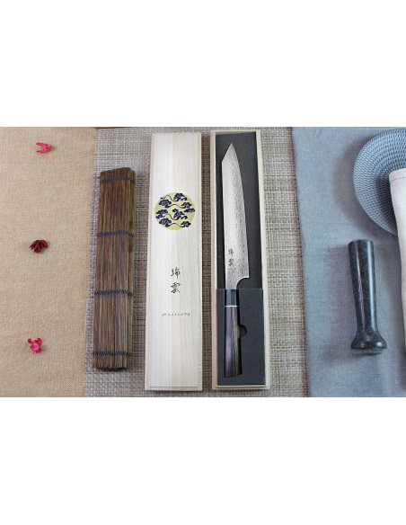 Kanetsugu Zuiun stål SPG2 damaskus 24 cm japansk sujihiki-kniv