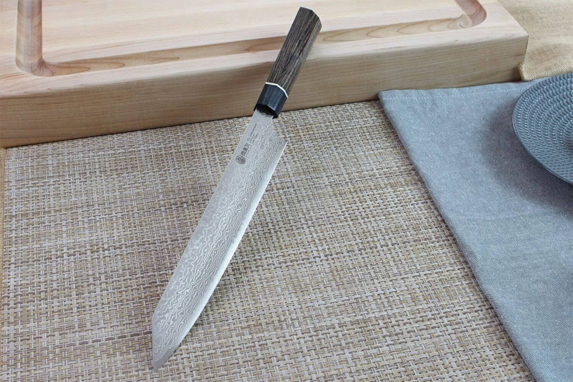 Japanisches Sujihiki-Messer Kanetsugu Zuiun Stahl SPG2 Damast 24cm