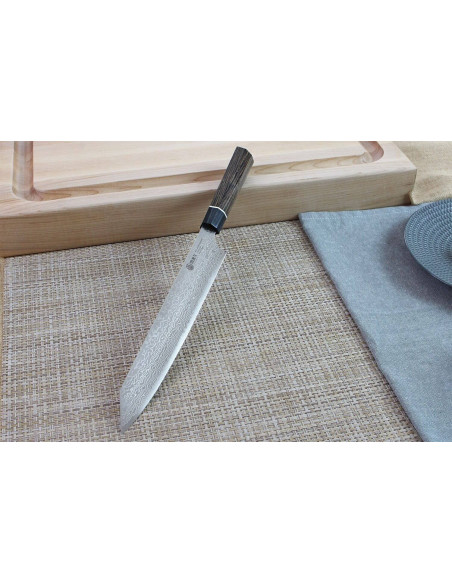 Kanetsugu Zuiun steel SPG2 damascus 24cm Japanese sujihiki knife