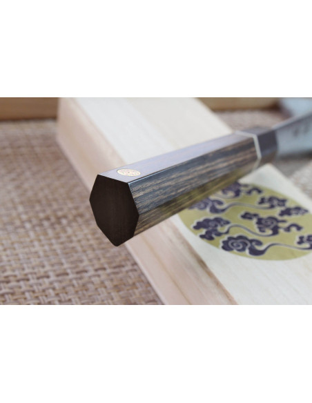 Kanetsugu Zuiun acero SPG2 damas 21cm cuchillo de chef japonés Kiritsuke
