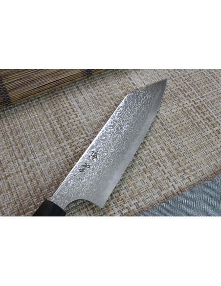 Kanetsugu Zuiun 18cm aço SPG2 damasco faca santoku japonesa faca santoku