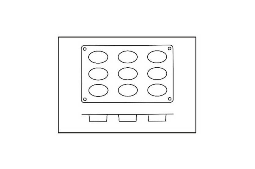 Silicon Flex professional mold 300x175mm 9 oval shapes