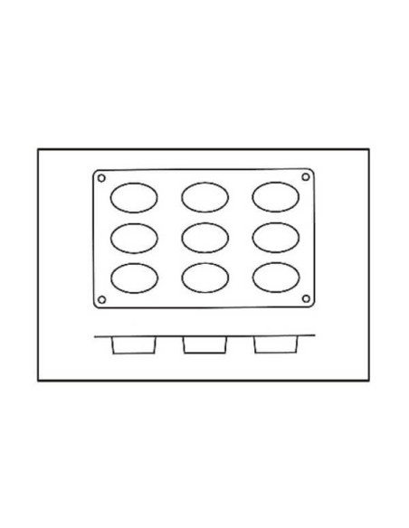 Professionelle Silikonform Silicon Flex 300x175mm 9 ovale Formen