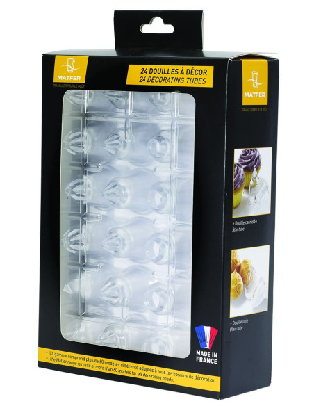 Box of 24 transparent polycarbonate matfer "pastry chef's choice" sockets